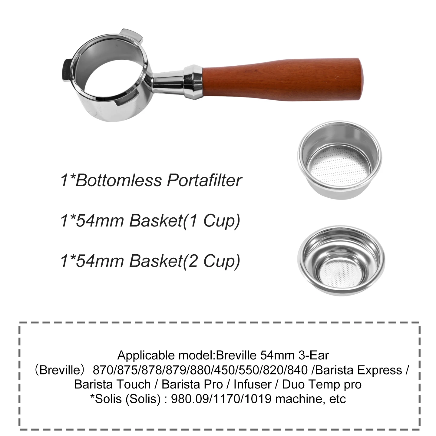 54mm Koffie Bodemloze Portafilter Naakt Voor Breville Sage 870 878 879 Filtermand Espressomachine Accessoires Barista Gereedschap