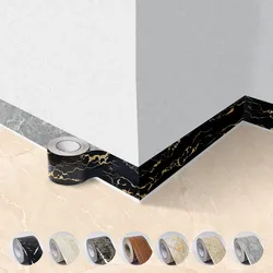 5M PVC Waterproof Waist Line Wood Marble Self Adhesive Skirting Line Wallpaper Tile Decorative Film Living Room Wall Floor Decor