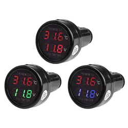 12V 24V 36V Digital Car Voltmeter Thermometer Cigarette Lighter Style 2 In 1 DC 8V-36V Battery Monitor Voltage Temperature Meter