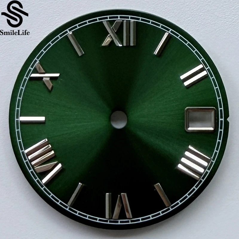 SmileLife 28.5 مللي متر أمة الله الأرقام الرومانية أسود أزرق أخضر أحمر ساعة معقمة الطلب صالح NH35/NH36/4R/7S حركة التقويم نافذة
