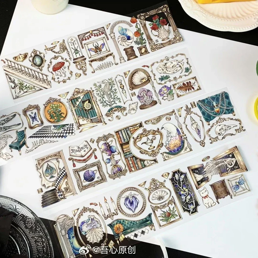 Échdébordde ruban adhésif Washi pour animaux de compagnie, 1 boucle, bibliothèque Rimi, coque en l'horloge, lumière, dessin Mme Chili, Quicksand-mahjong, journal d'insigne