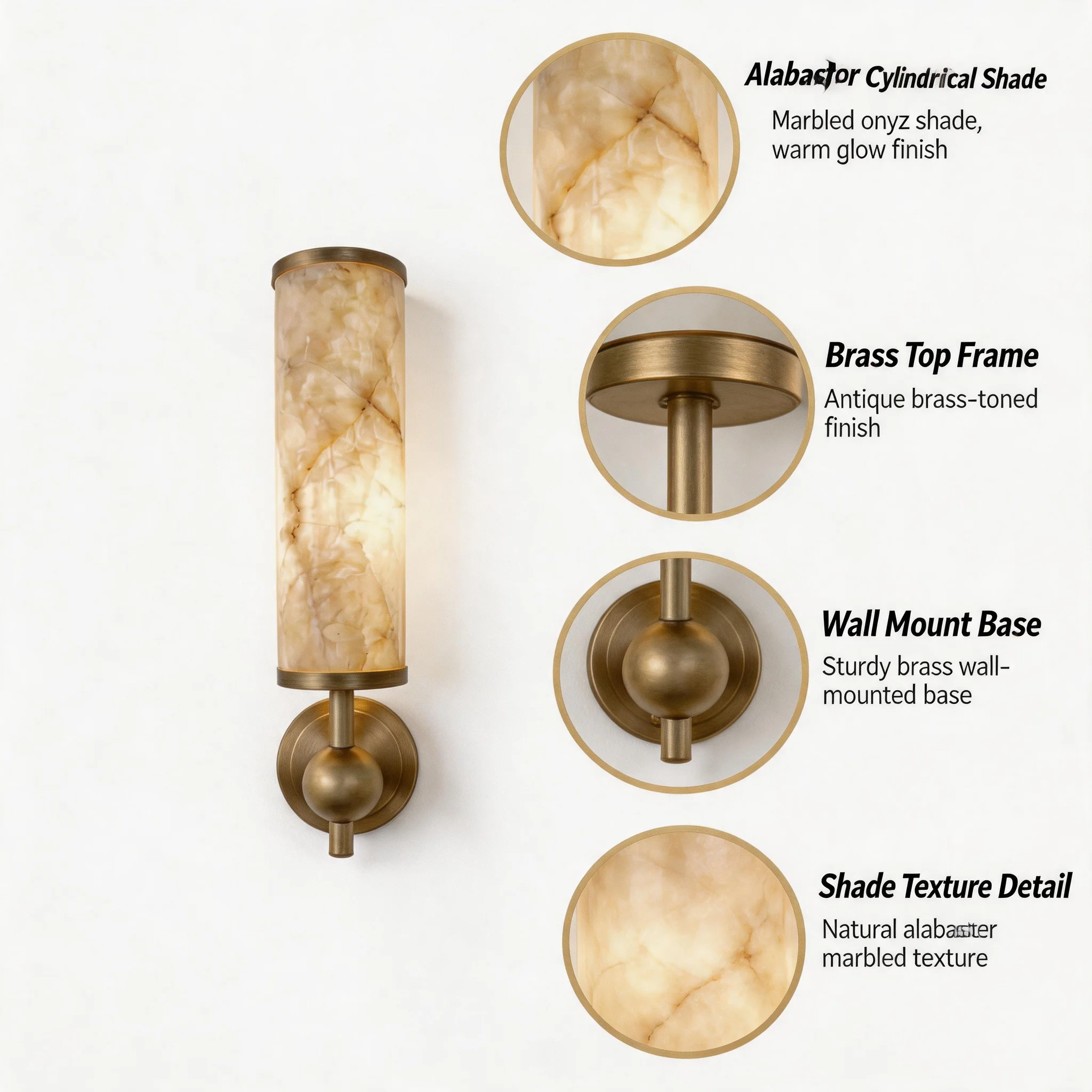 Simple Wall Lamp, Hardware, Onyx, Switch and Dimmer, Coffee Shop, Hotel Atmosphere LED Lamp