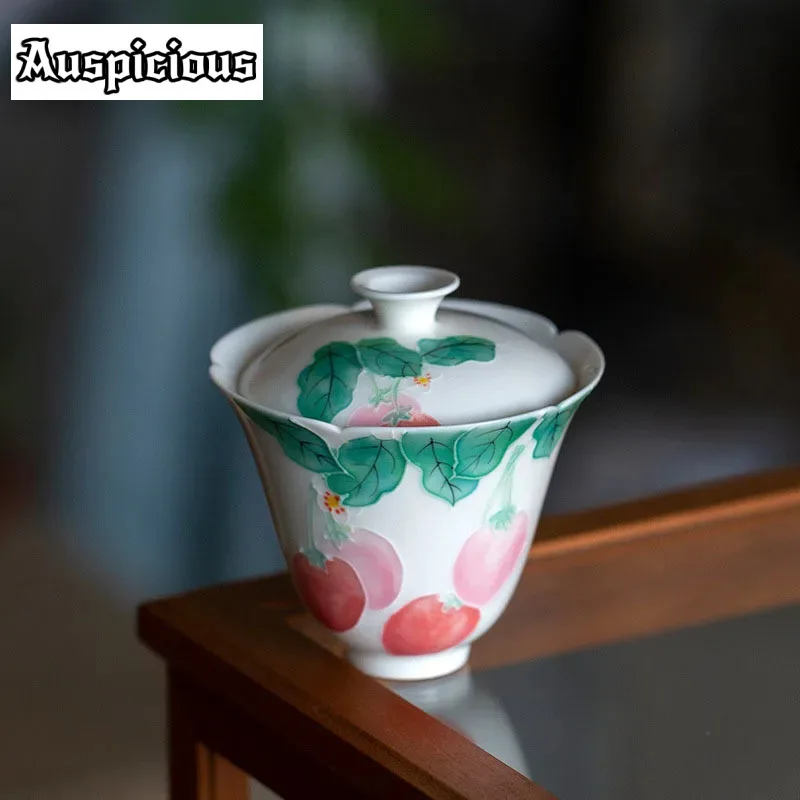 125ml Boutique Underglaze Color Hand Painted Strawberry Kuikou Ceramics Tea Tureen Handmade Household Kung Fu Teaset Accessories