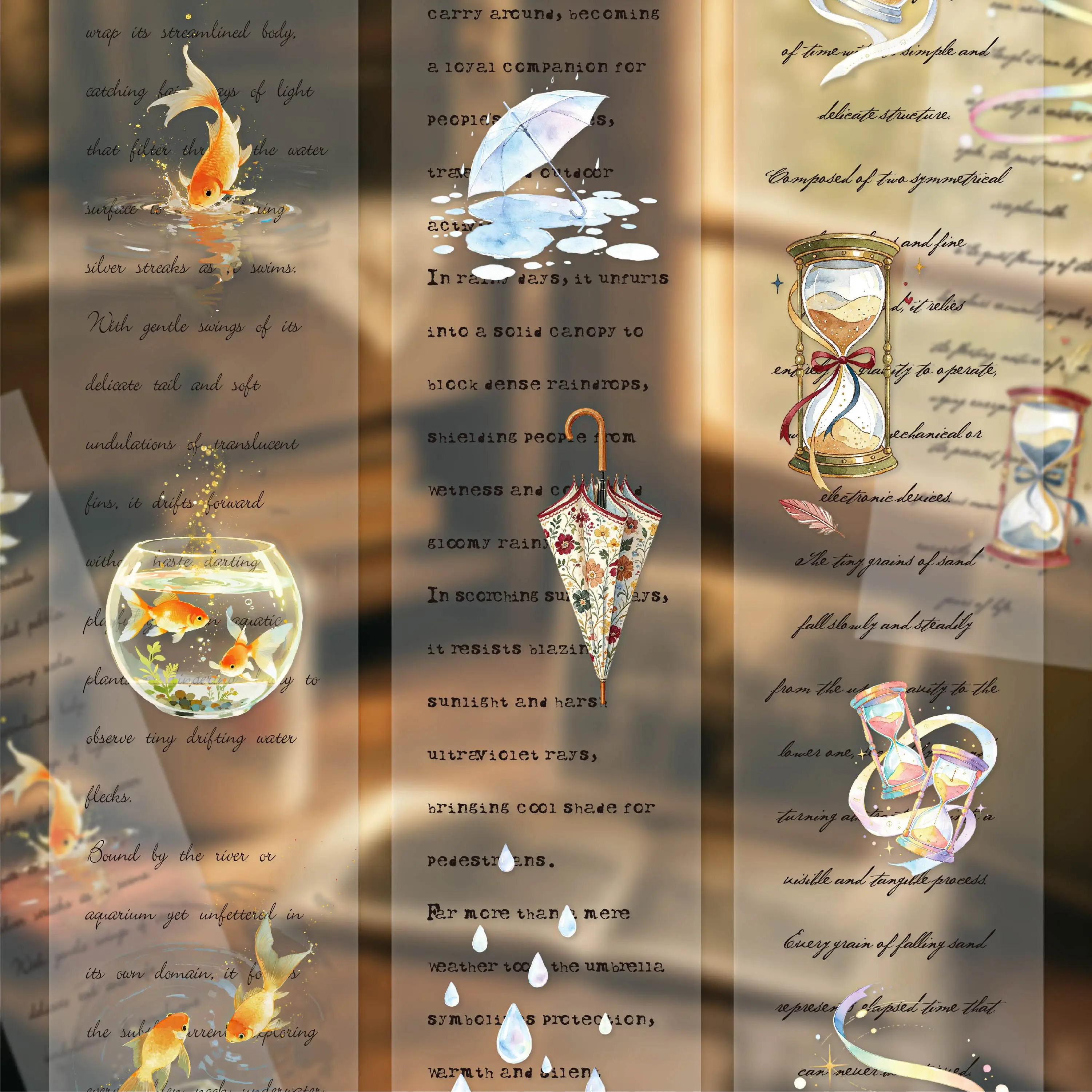 50mm*200cm Vintage Butterfly Words Landscape PET Tape Creative DIY Journal Material Collage Scrapbooking Stationery