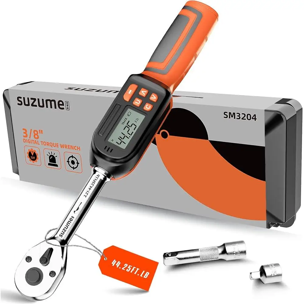 3/8 Digital Torque Wrench Precision ±2% Accuracy 2.21-44.25 Ft.Lb with Audible Alerts Visual Indication and User Data Storage