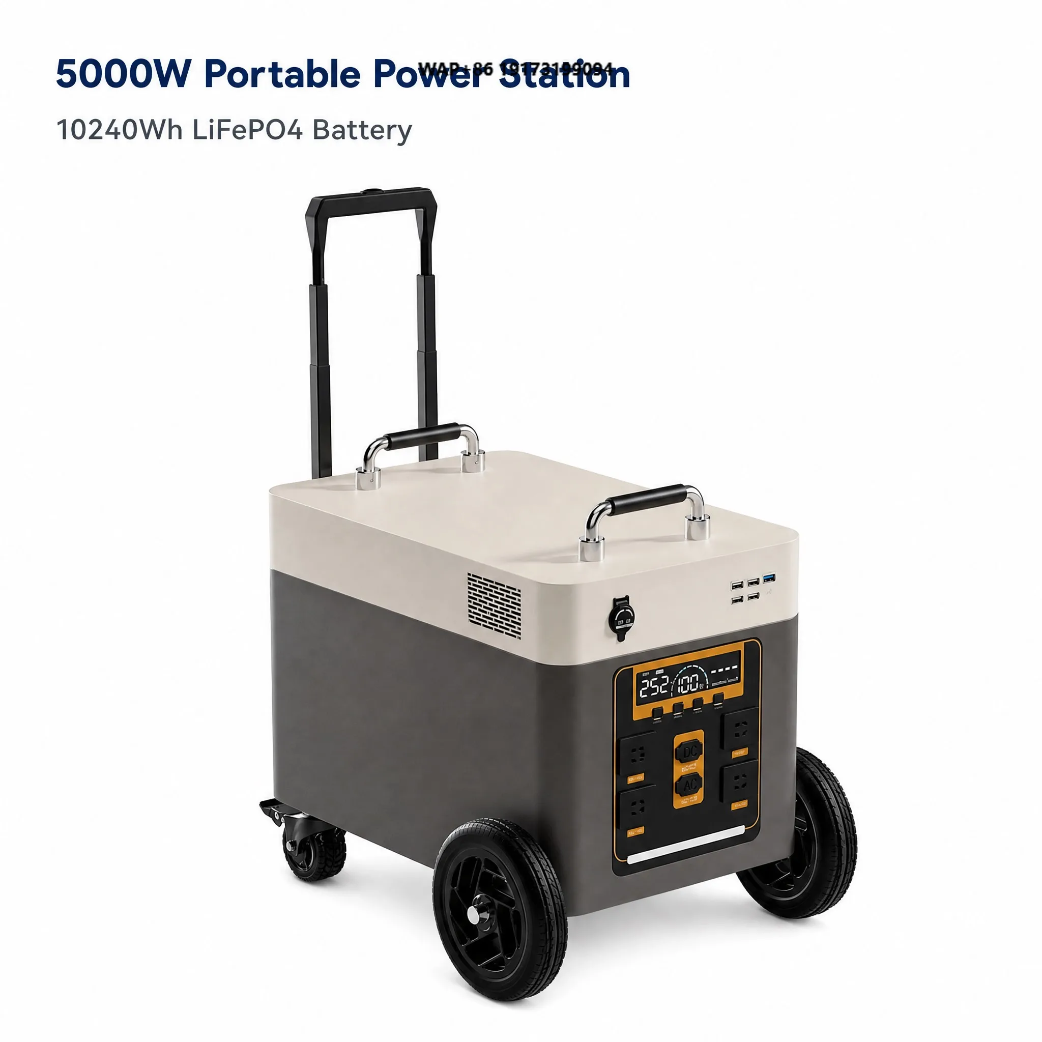 Emergency Rescue Portable Power Station Trolley 5000W 7680Wh LiFePO4 Battery 16S1P 150Ah, All in One Rolling Structure