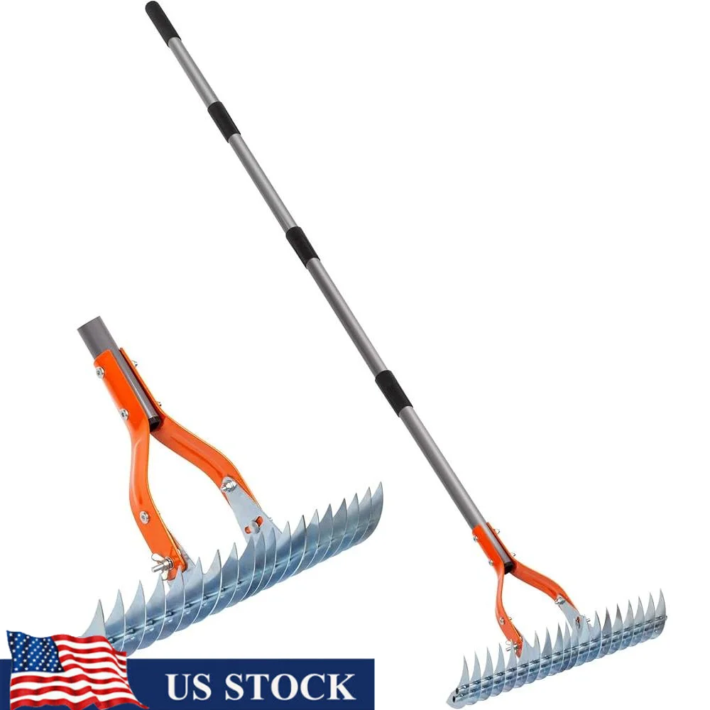 

Efficient Lawn Thatching Rake with Ergonomic Handle Durable Steel Tines Adjustable Length Ideal Grass Care and Debris Removal