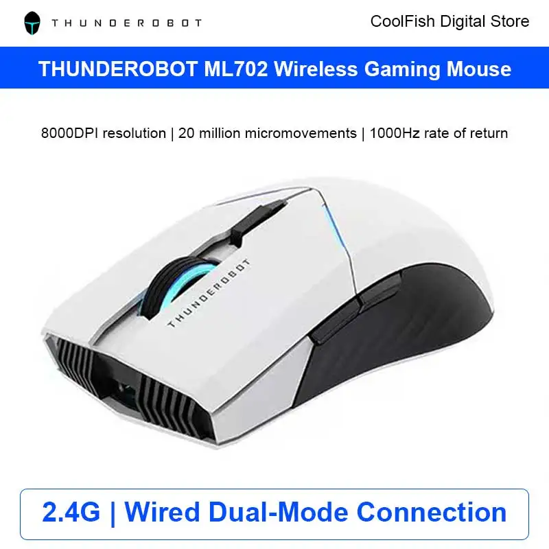 New ThundeRobot ML702 2.4G Wired Dual Mode Mouse Gamer 8000DPI for Gaming Office Computer Laptop PC Tablet Wireless Mouse