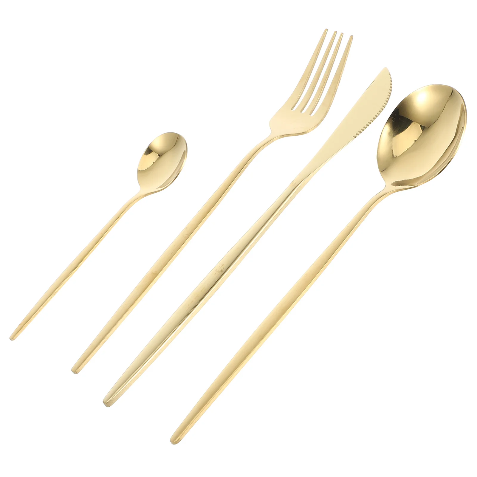 

1 Set Golden Cutlery Set Stainless Steel Spoon Fork Dinner Party Serving Utensils Kitchen Silverware Buffet Dessert Camping