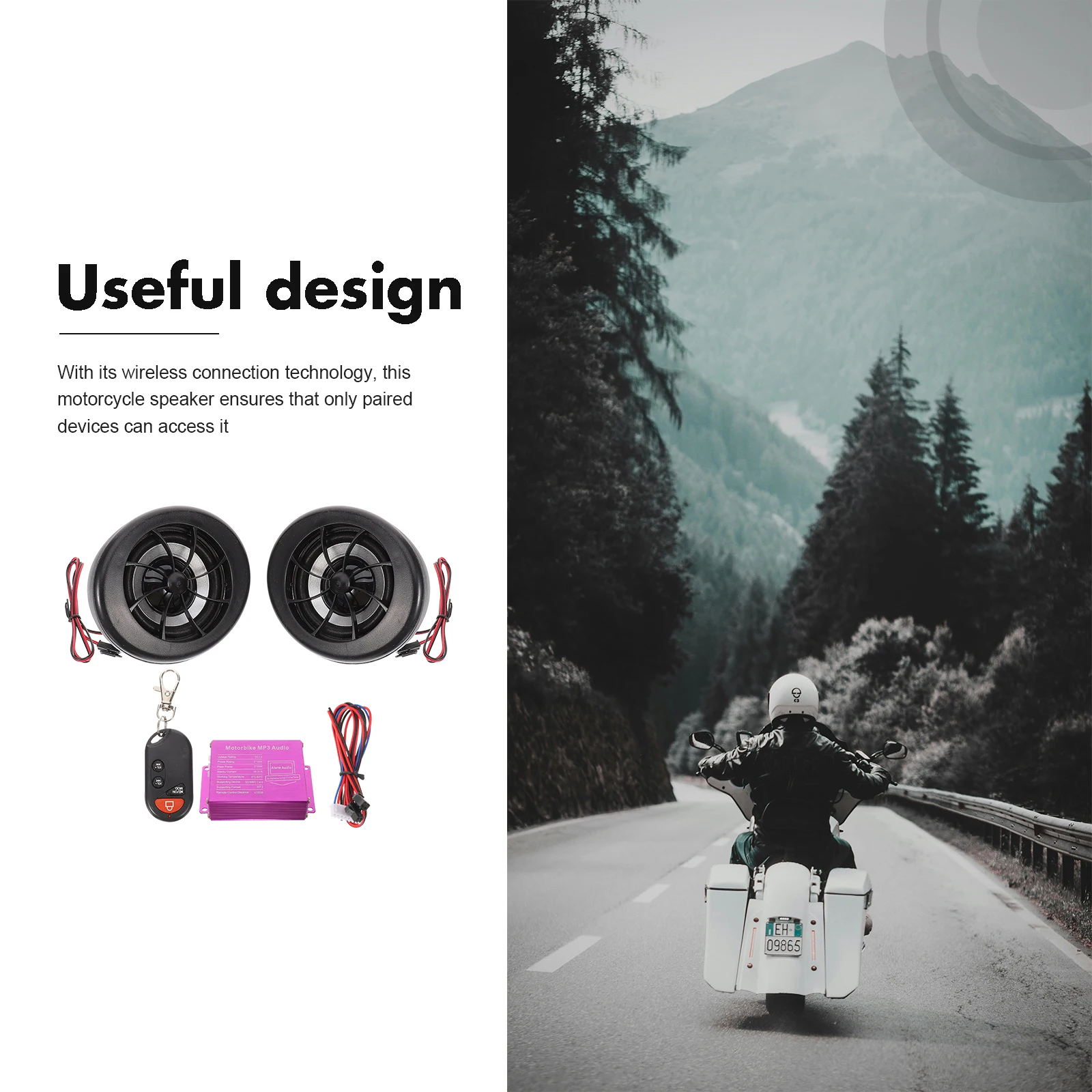 

1 Set Wireless Stereo Car Audio System Compact Sound Speaker Easy Installation Multi-Function Control Compatible With