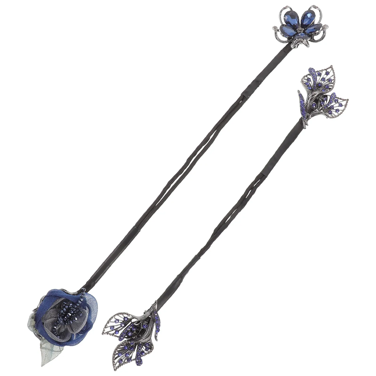 

2pcs Blue Hair Clips Bun Vintage Hair Accessories Maker Strong Grip Durable Lightweight Women Accessories