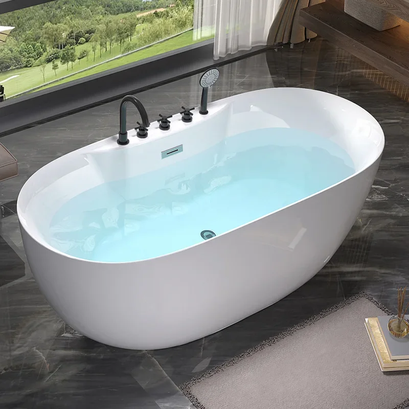 Wholesale hotel B&B bathtub home adult independent seamless one online celebrity thin acrylic bathtub.