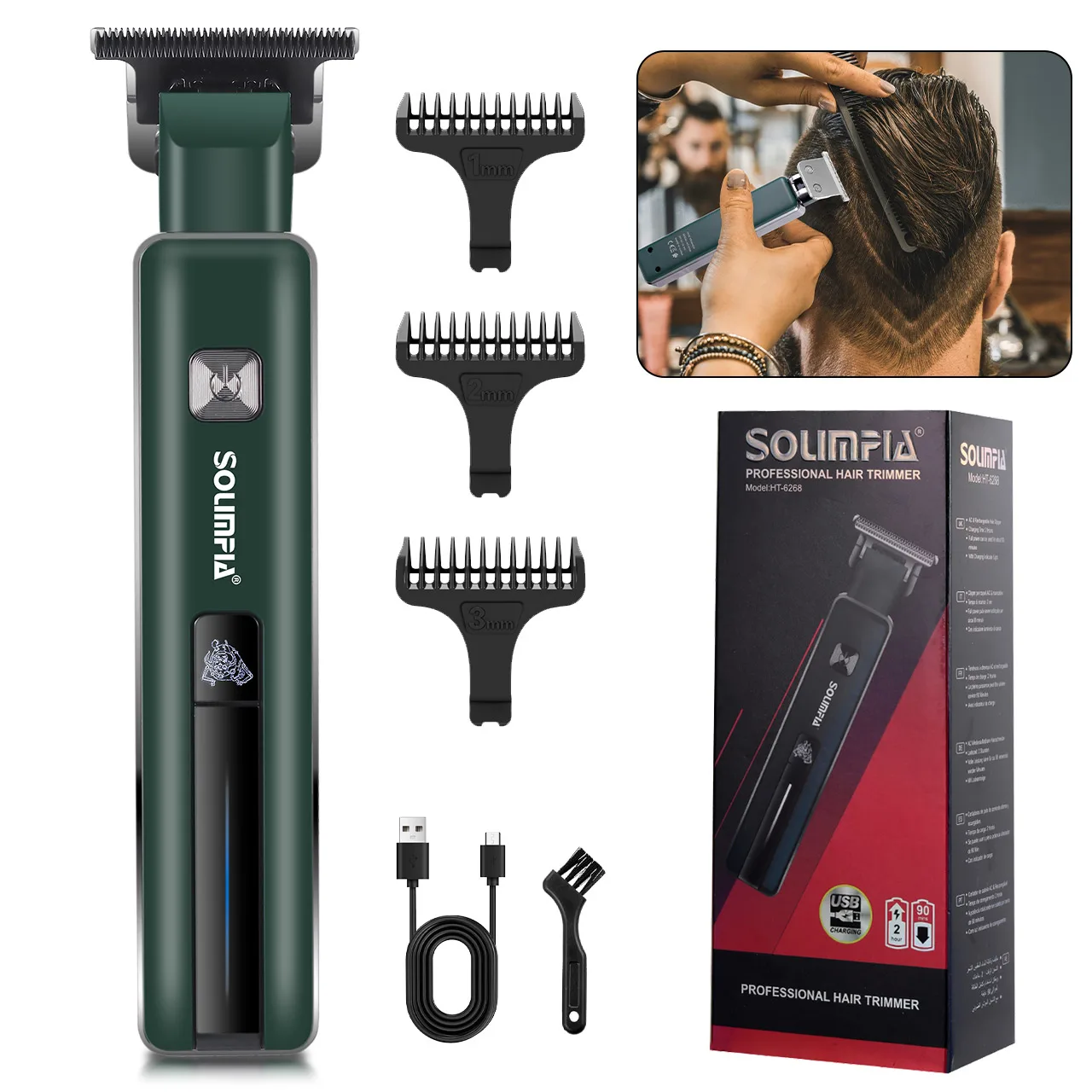 Solimpia USB-Ladegerät T-förmiger Elektrischer Haarschneider Professioneller Friseursalon-Gradienten-Haarschneider Friseur-Haarschneider