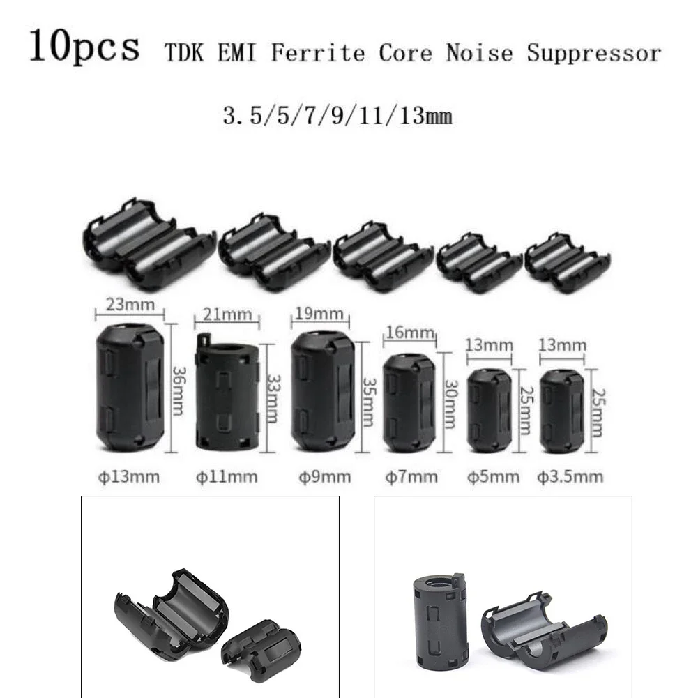 

10pcs Ferrite Core Noise Suppressor Replacement TDK Ferrite Core Noise Suppressor Filter Ring Cable Clip On Wire RFI EMI