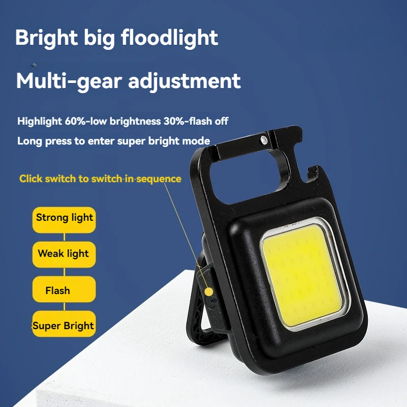 Super Bright MINI COB Keychain Flashlight Charging Lamp Camping Lights with Magnet 4 Lighting Modes for Camping Home