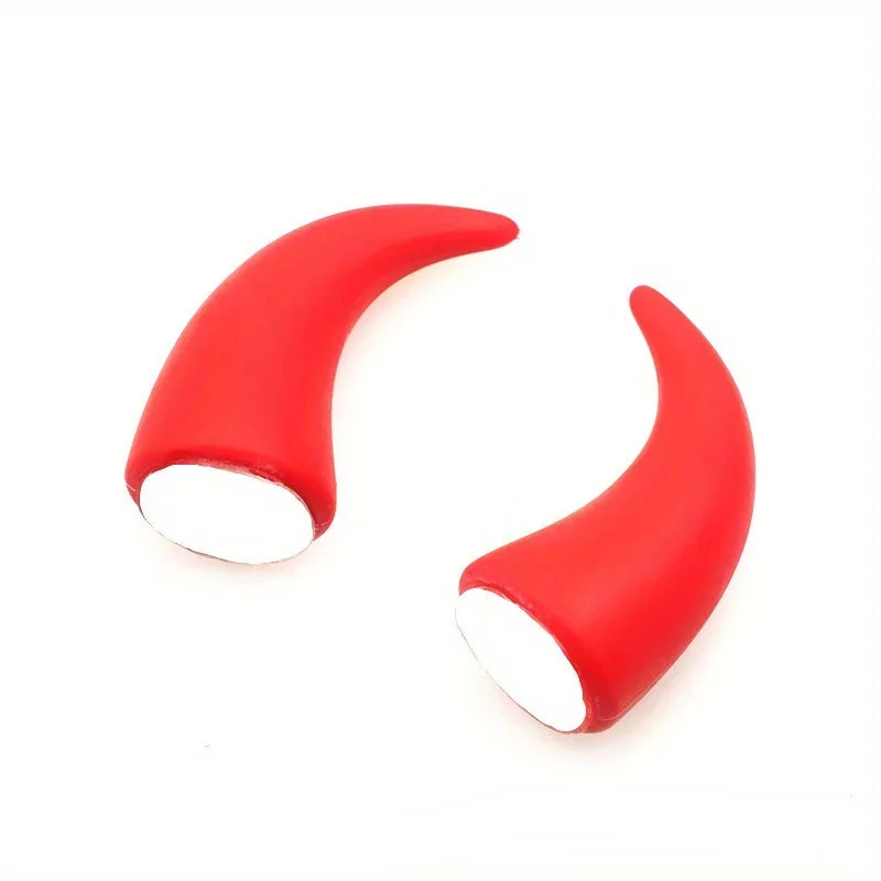 

1 пара клейких украшений для мотоциклетного шлема с коровьим рогом — с круглой лампой для электромобиля и дизайном рога коровья дьявола