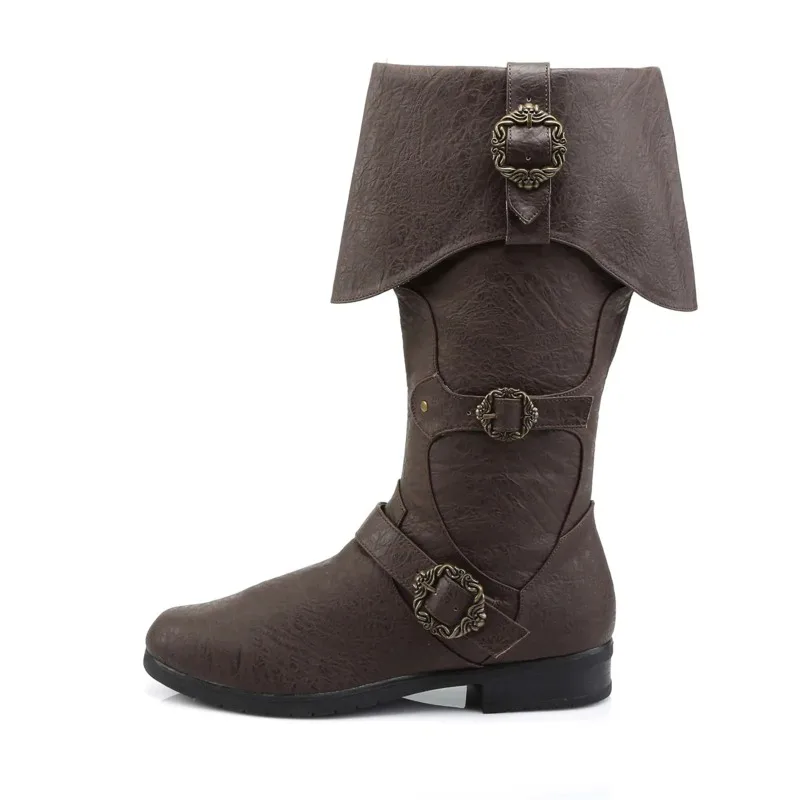 Mittelalterliche Retro-Piratenstiefel für Männer und Frauen, Gothic-Renaissance-Stiefel aus PU-Leder, halbhohe Stiefel für Halloween-Cosplay-Party-Kostüme 2026 – Detail 11