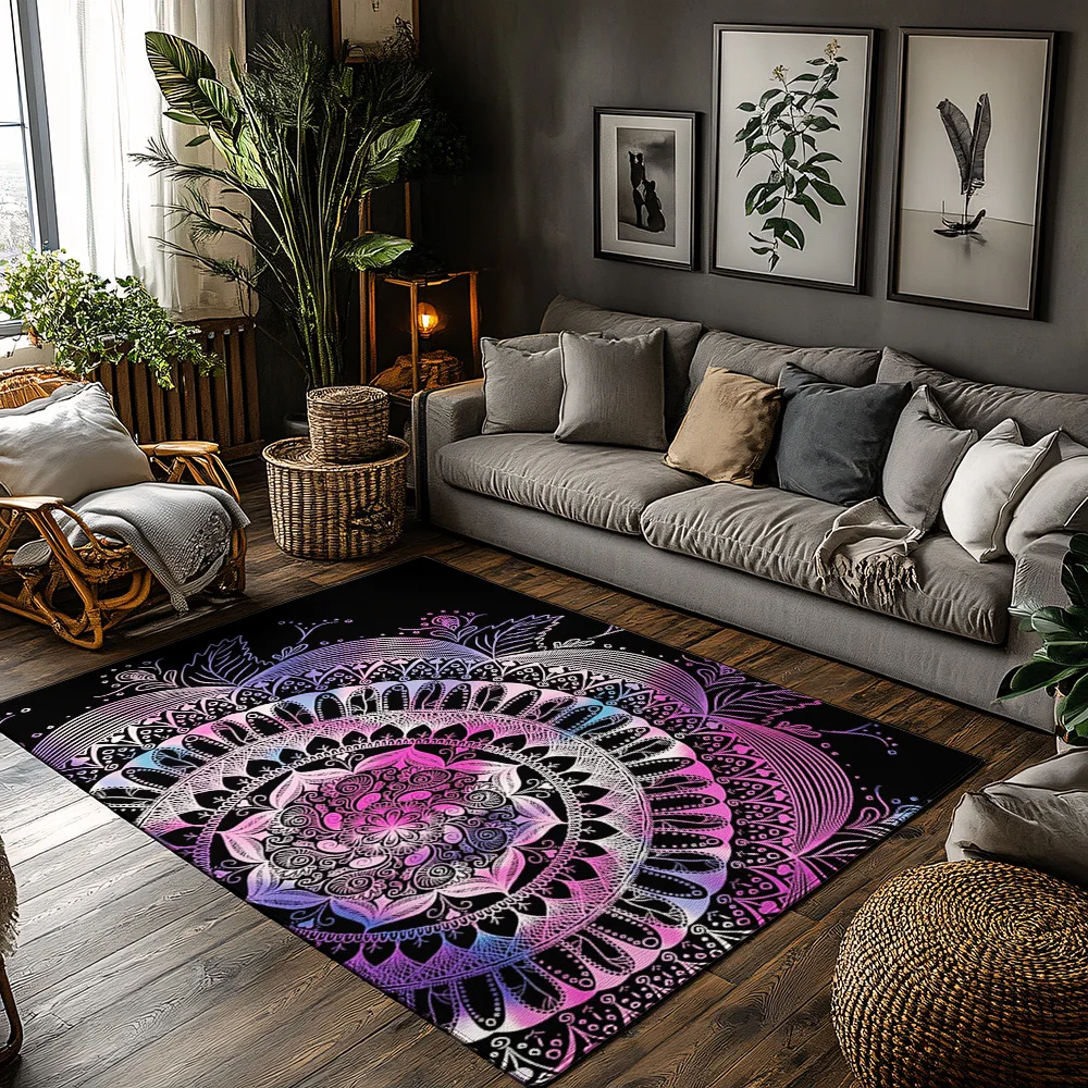 

Boho Area Rug Washable Non Slip Indoor Outdoor Carpet Persian Patterned Floor Mat Living Room Decor Home Accent