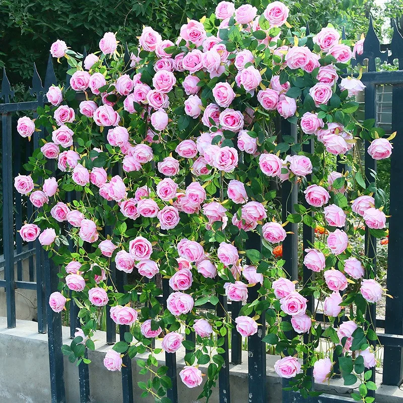 

2 шт. 1,7 м Искусственные розы-лианы, шелковые искусственные цветы, декор для ресторана, синие розы-лианы в стиле Моне, имитация цветочных растений