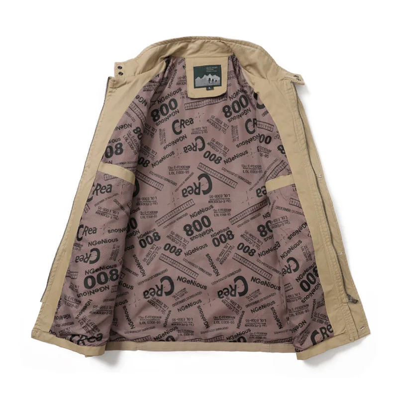 2025 Spring and Fall fashion multi-pocket men's coat Pure cotton outdoor casual trend loose plus size jacket