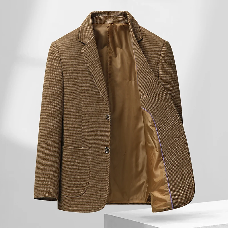 

Блейзер на осень и зиму, мужской модный деловой пиджак для путешествий на открытом воздухе, однотонный свадебный молодежный утягивающий повседневный высокий формальный пиджак
