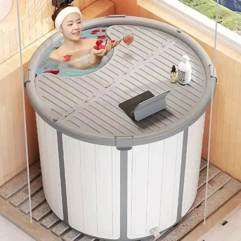 

Bathing Foldable Bucket Lucky Deer Bathing Bucket for Adult Household Use Ice Bath Ice Therapy with Lid Sap Portable Bathtubs