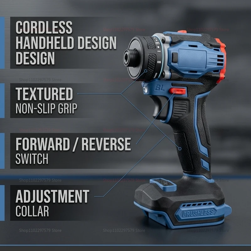 Brushless Electric Screwdriver 1/4 Inch 4000RPM Dual Speed Cordless Drill Battery for Home DIY Furniture Assembly and Repairs - view 3