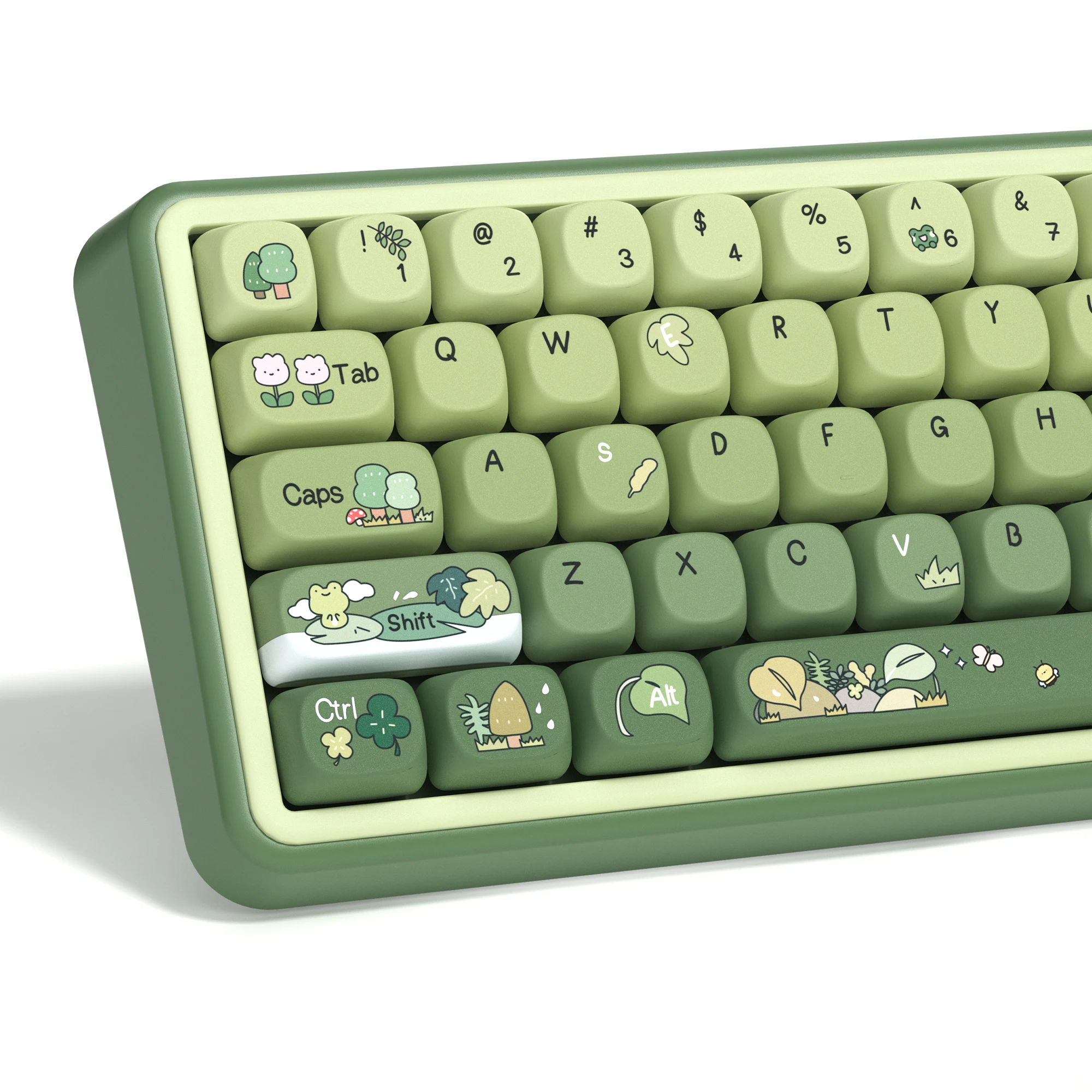 

Green Spring Dye-Sublimation Keycaps Custom MOA Profile PBT Keycaps 132 Keys Keyboard Keycaps for MX Switches Gaming Keyboard