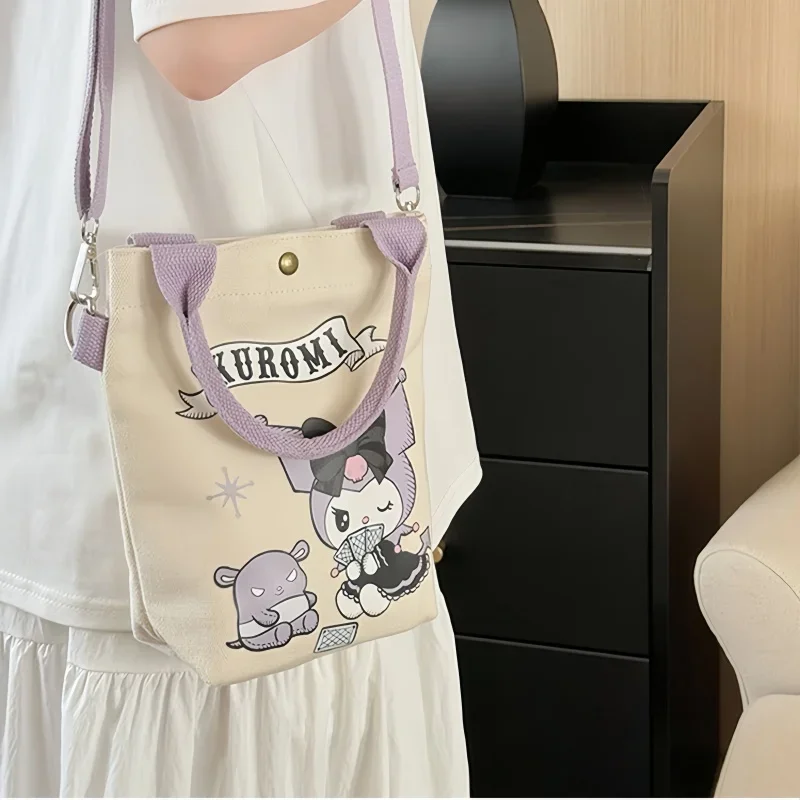 Sanrio One Shoulder Canvas Tote Bag Anime Characters Hello Kitty My Melody Kuromi Cartoon Travel Storage Bag Christmas Gift