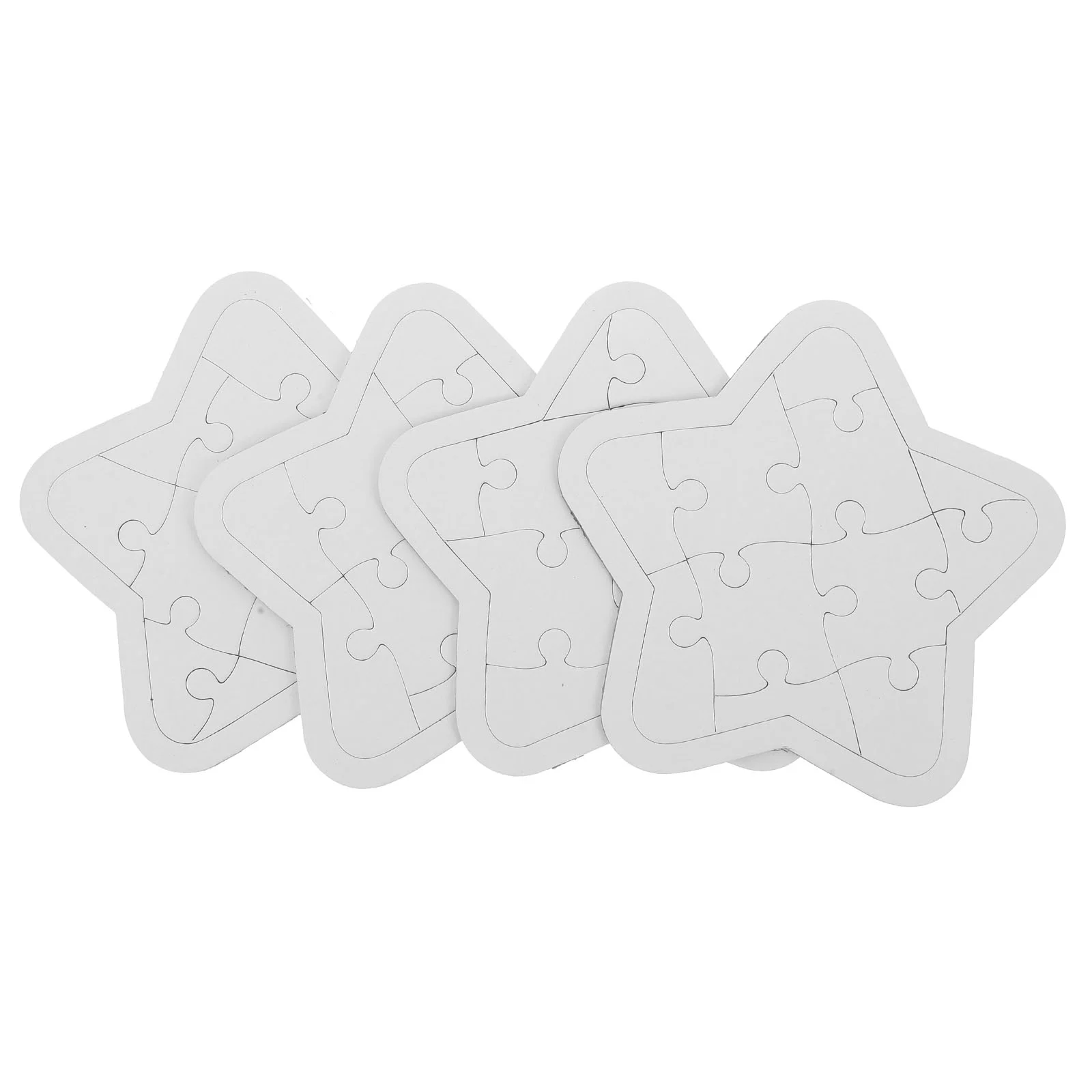 4 Sheets Children's Puzzle Toys Jigsaw Blank Puzzles Blanks Star Shape Drwing Drawing Craft White DIY Crafts