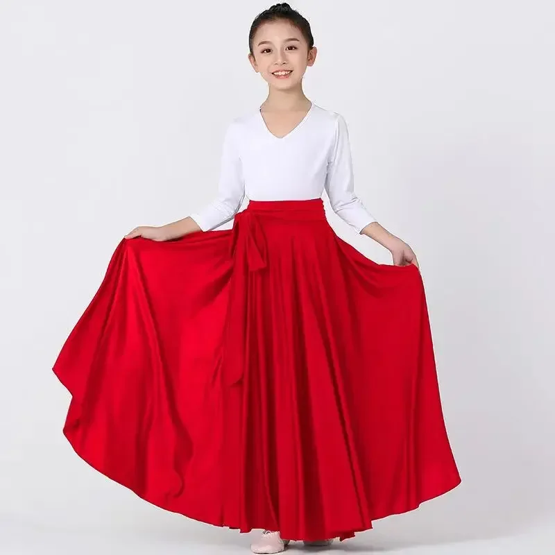 Children Girl Flamenco Skirt Spanish Dancewear Belly dance long Dress Big Swing Skirt Gradient Color Performance Gypsy Skirts