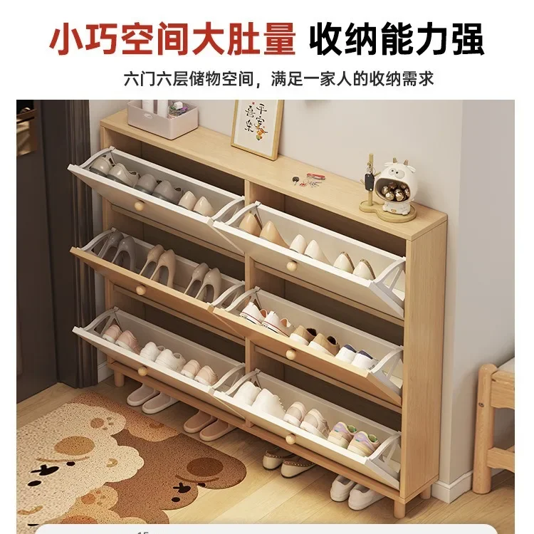 Soild Wood 3 Drawer Freestanding Shoe Rack Organizer with Flip Door, 3 Tiers Modern Shoe Cabinet for Entryway, Hallway, Bedroom