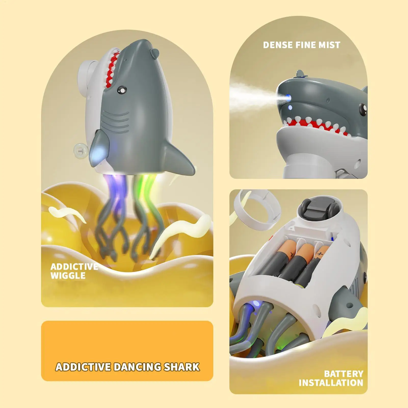 Musical Shark Toy Light-Up Spray -Proof Doll Animal Soother Toy For Family Kids Boy Party Indoor Kindergarten Home Birthday