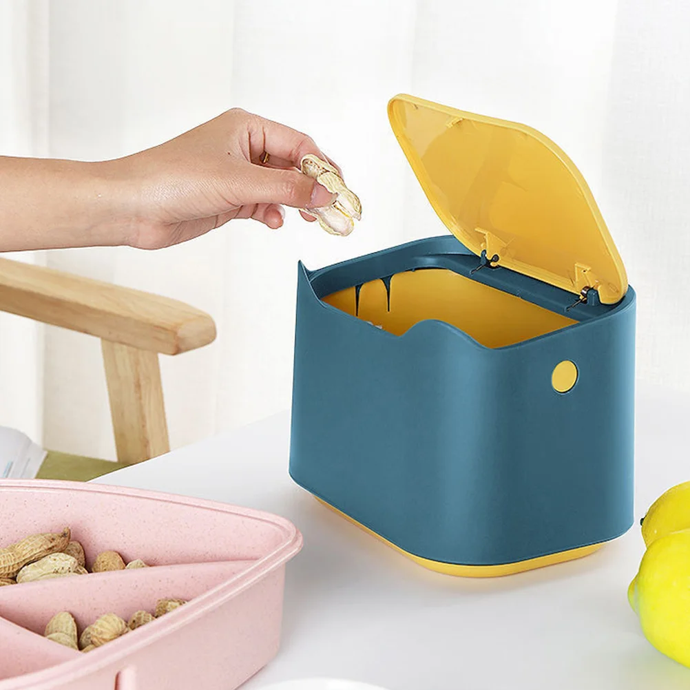 

Flip Mini Garbage Can with Lid Small Desktop Waste Bin Plastic Trash Container for Home Office Bedroom Kitchen Use for Easy