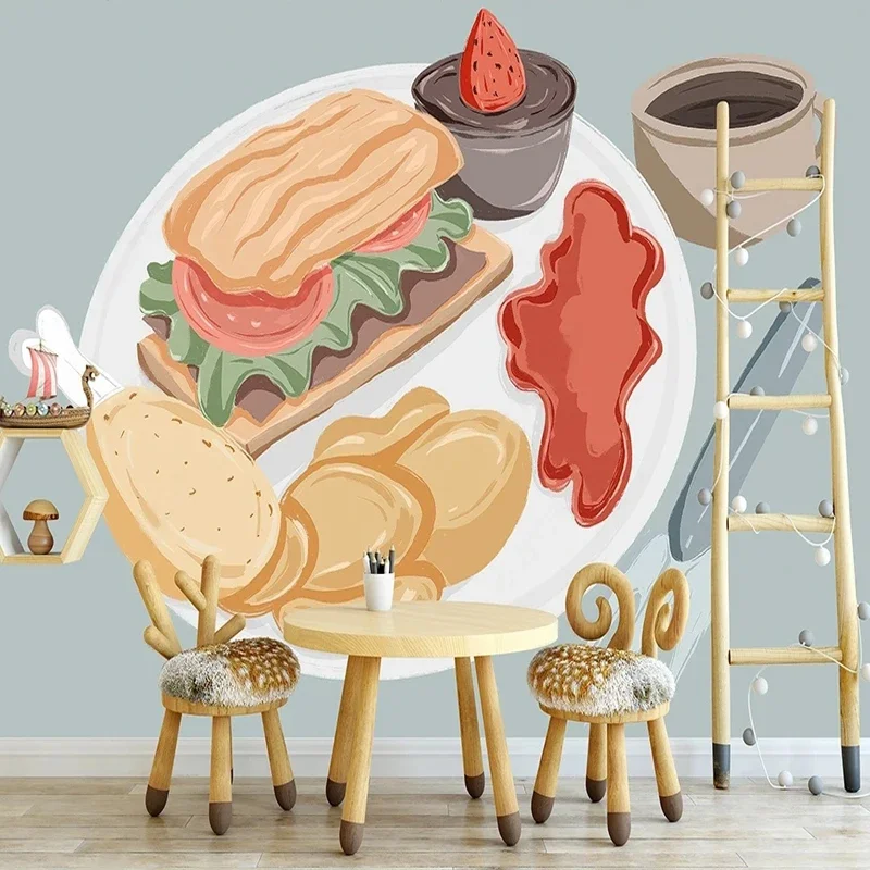 

Custom 3D Mural Cartoon Western Food Steak Canvas Wallpaper for Dinning Room Restaurant Backgroound Wall Home Decor Backdrop