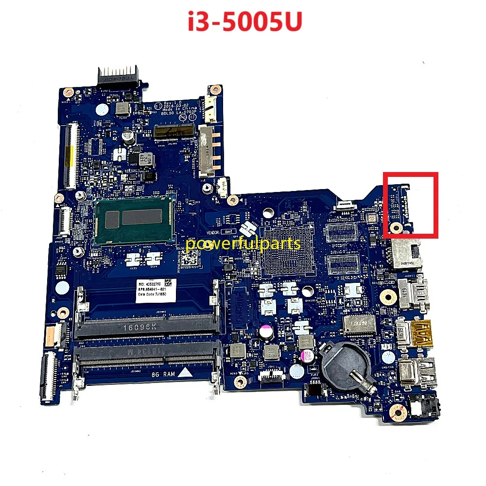 

Материнская плата для ноутбука HP 250 G5 15AY BDL50 LA-D703P 854941 -601 i3-5005u Встроенный процессор работает хорошо