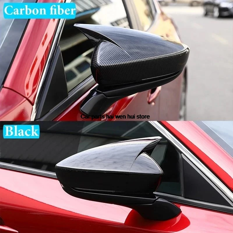 For Mazda 3 Axela 2019 2020 2021 2022 2023 Car Rearview Side Mirror Cover Wing Cap Exterior Door Case Trim Carbon Fiber Look