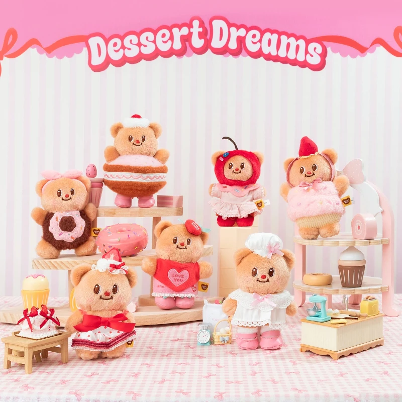 

Plush Butter Bear Blind Box Pendant Dessert Theme Bag Hanging Decor Desktop Ornament Birthday Gift For Kids Adults Collectible