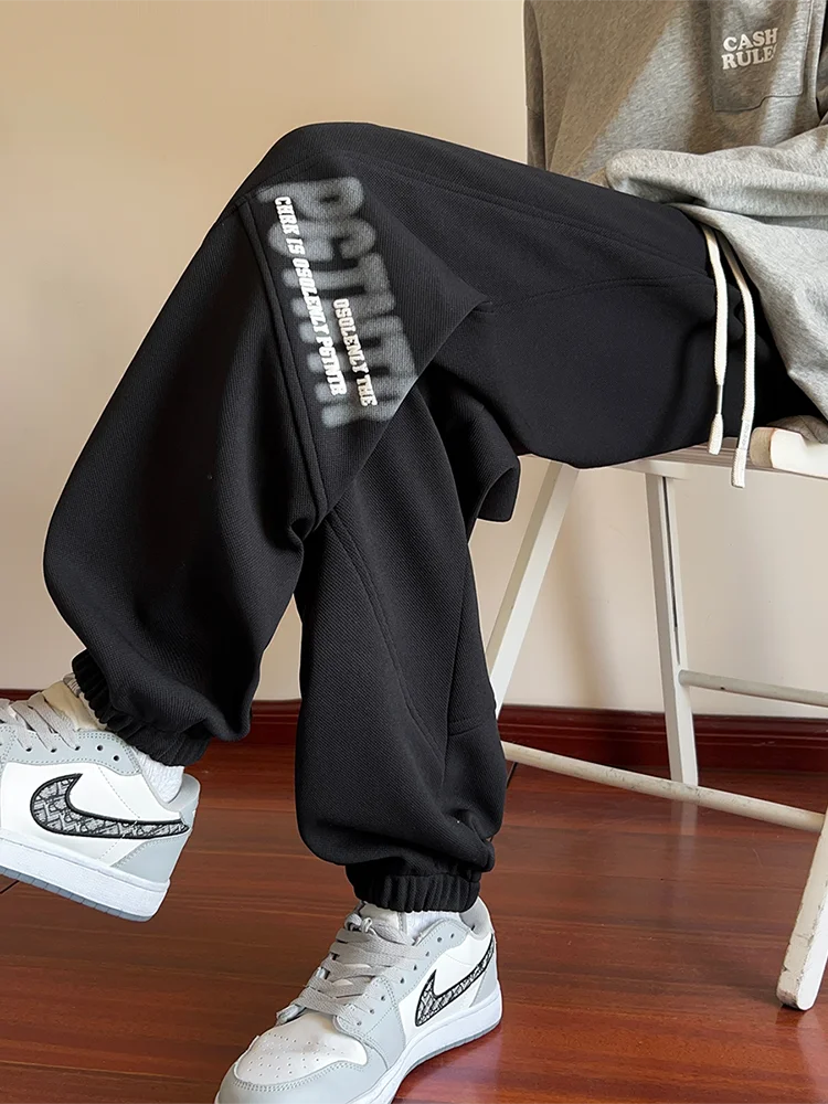 

Мужские спортивные брюки American Sle с принтом, весенние, в уличном стиле, больших размеров, плотные, с манжетами, для подростков, универсальные, повседневные, длинные