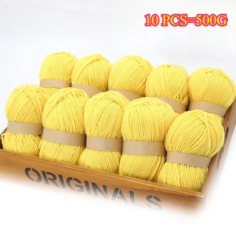

10PCS 500g Knitting Yarn Acrylic Blended Yarn For Crochet DIY Woven Doll Flower Fiber Threads Handmade Medium Coarse Yarn Ball
