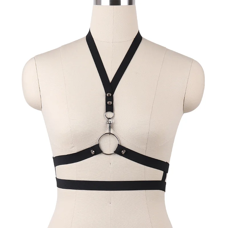 

Sexy Lingerie 90s Body Harness Cage Bra Crop Top Women Rave Black Bondage Harness Goth Fetish Pole Dance Bondage Dress
