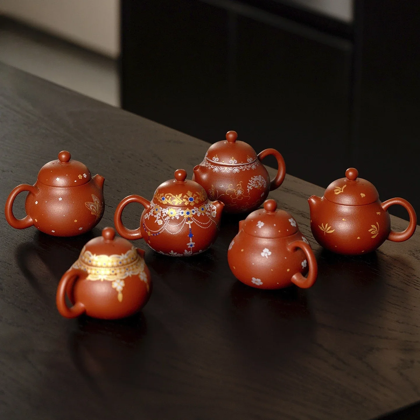 90ML Raw Ore Cinnabar Mud Purple Sand Brewing Teapot Kung Fu Tea Set Guofeng Bronzing Wendan Pot Ball Hole Filter Small Teapot