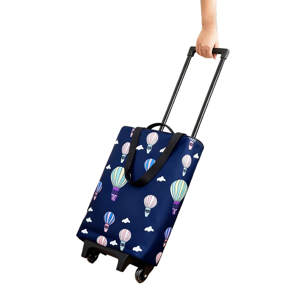 

Сумка-тележка для покупок из ткани Оксфорд с выдвижной ручкой, водонепроницаемая, многоразовая, складная, на колесиках, с утолщенным дном