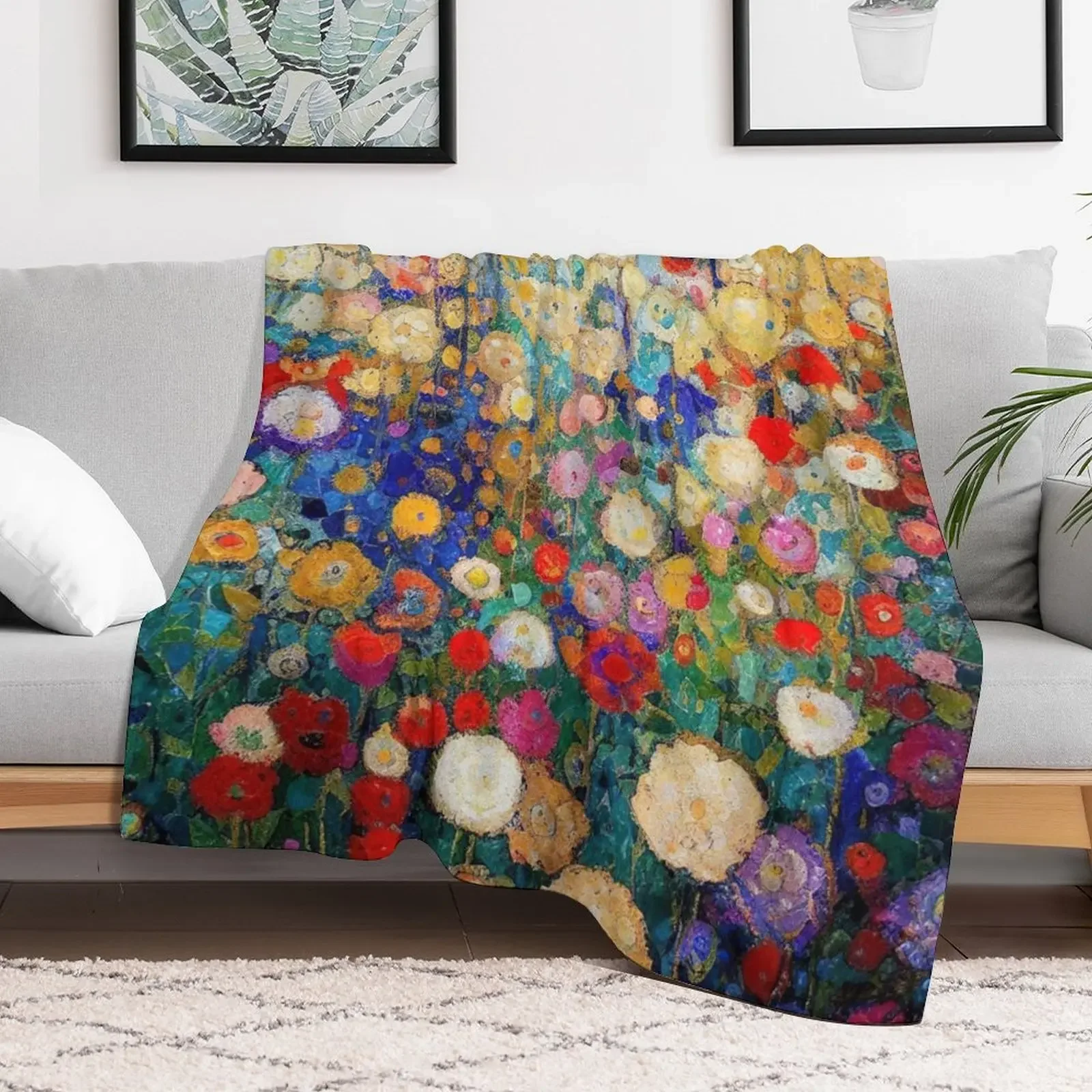 Gustav Klimt Flower Garden Throw Blanket Plush Fuzzy Cozy Blanket for Couch Sofa 2