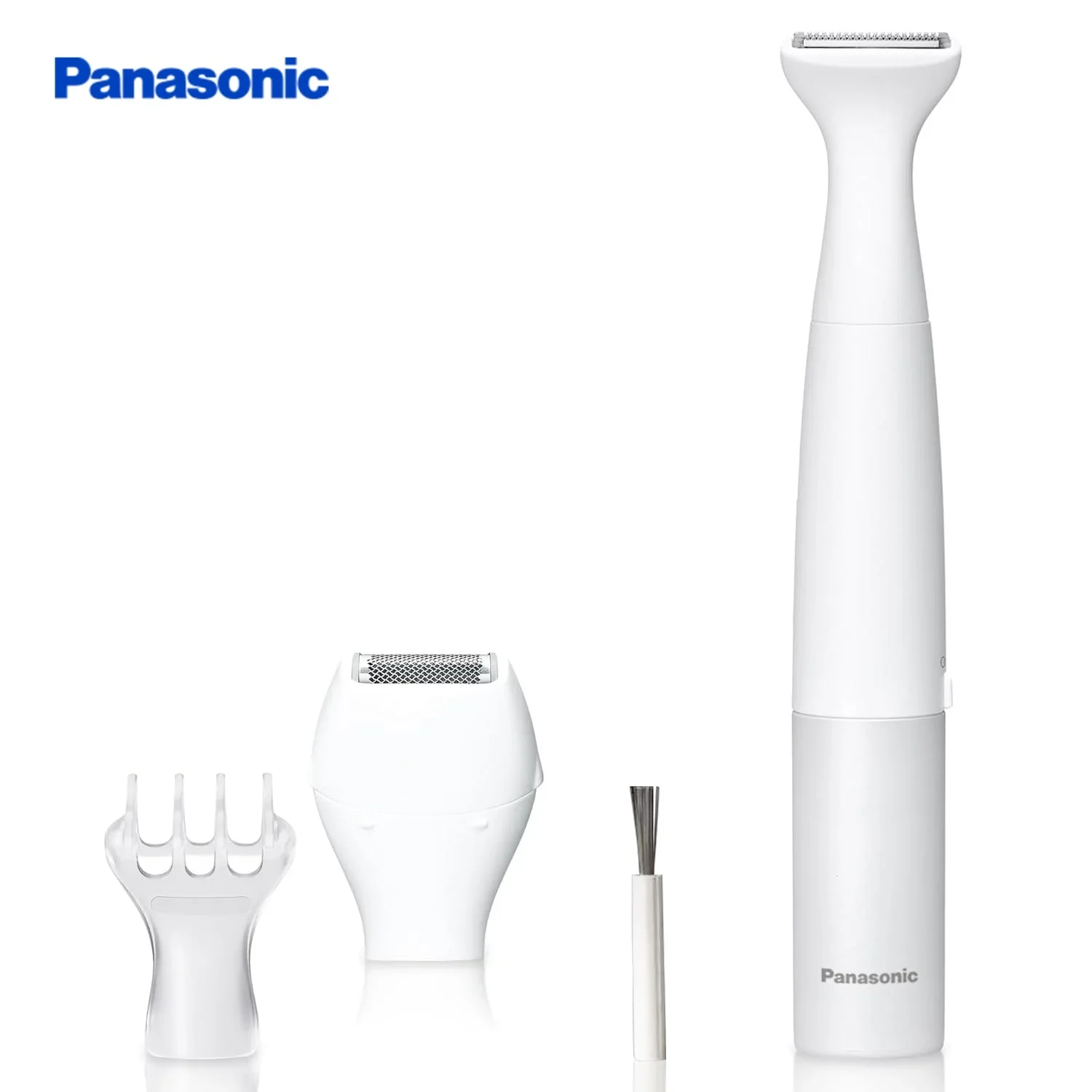 

Бритва и триммер для бикини Panasonic для влажной/сухой уборки для женщин с 3 насадками для нежного ухода за чувствительными зонами на батарейках