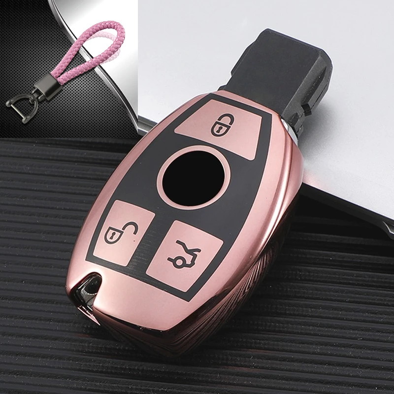 For Mercedes Benz CLA GLC GLA GLK W203 W210 W211 W204 W176 A B C R Class AMG Key Case Cover Holder Fob Casing Bag view 5