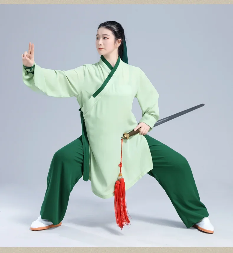 Tai Chi Clothes Wushu Clothing Kung Fu Dress Martial Art Uniform Hanfu Style Long Sleeves Breathable 2024 New Style