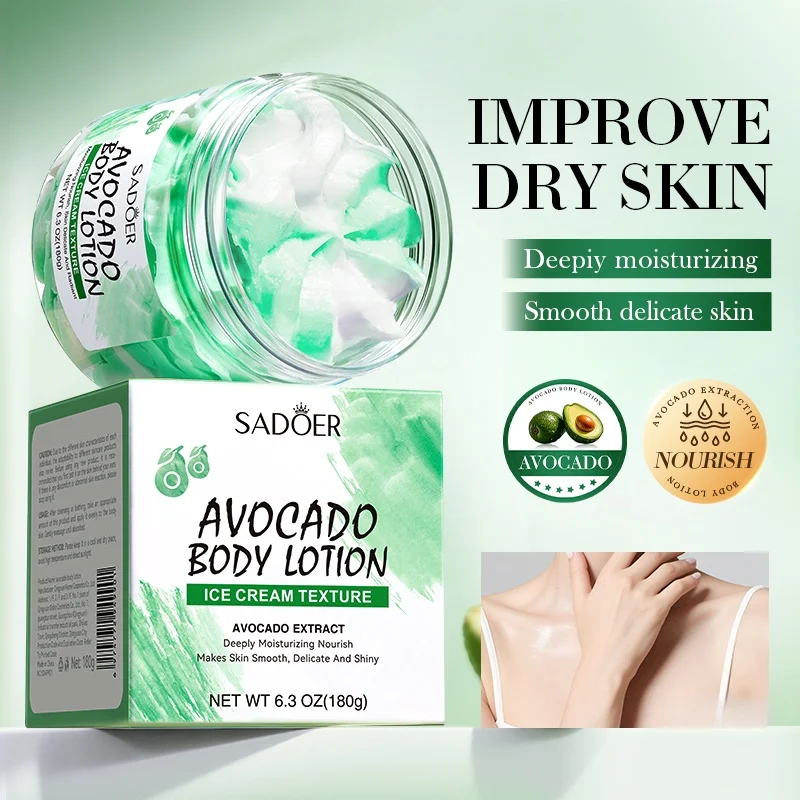 180g Avocado Body Lotion, Containing Niacinamide, Avocado Fruit Extract and Other Skin-Beneficial Ingredients, Refreshing and Moisturizing, Smooth and Delicate, Suitable for Various Skin Types. The First Choice for Daily Skin Care.
