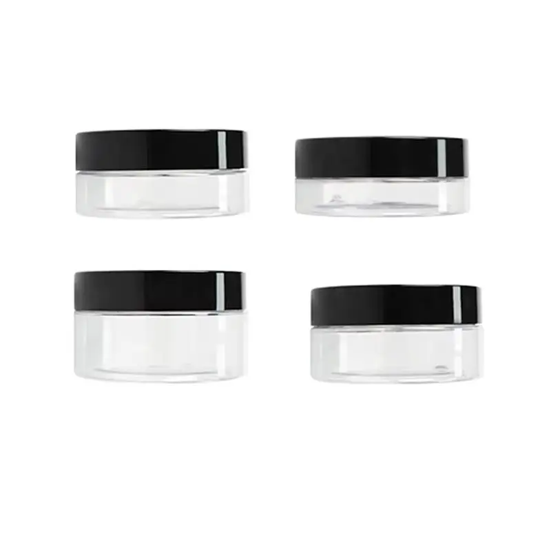 

50Pcs Cosmetic Jars 68Dia. Clear Makeup Container Black Lids 50g 60g 80g 100g Wide Mouth Refill Bottle Empty Plastic Cream Pots