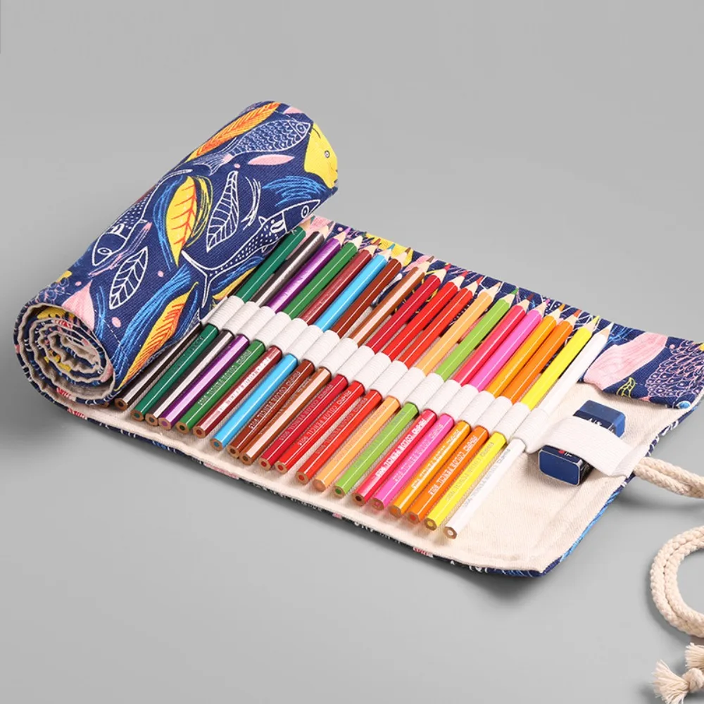 Trousse à crayons en toile pour étudiant, sac de rangement coloré, poudres de gril, fournitures scolaires, papeterie, 12 trous, 24 trous, 36 trous, 48/72 trous